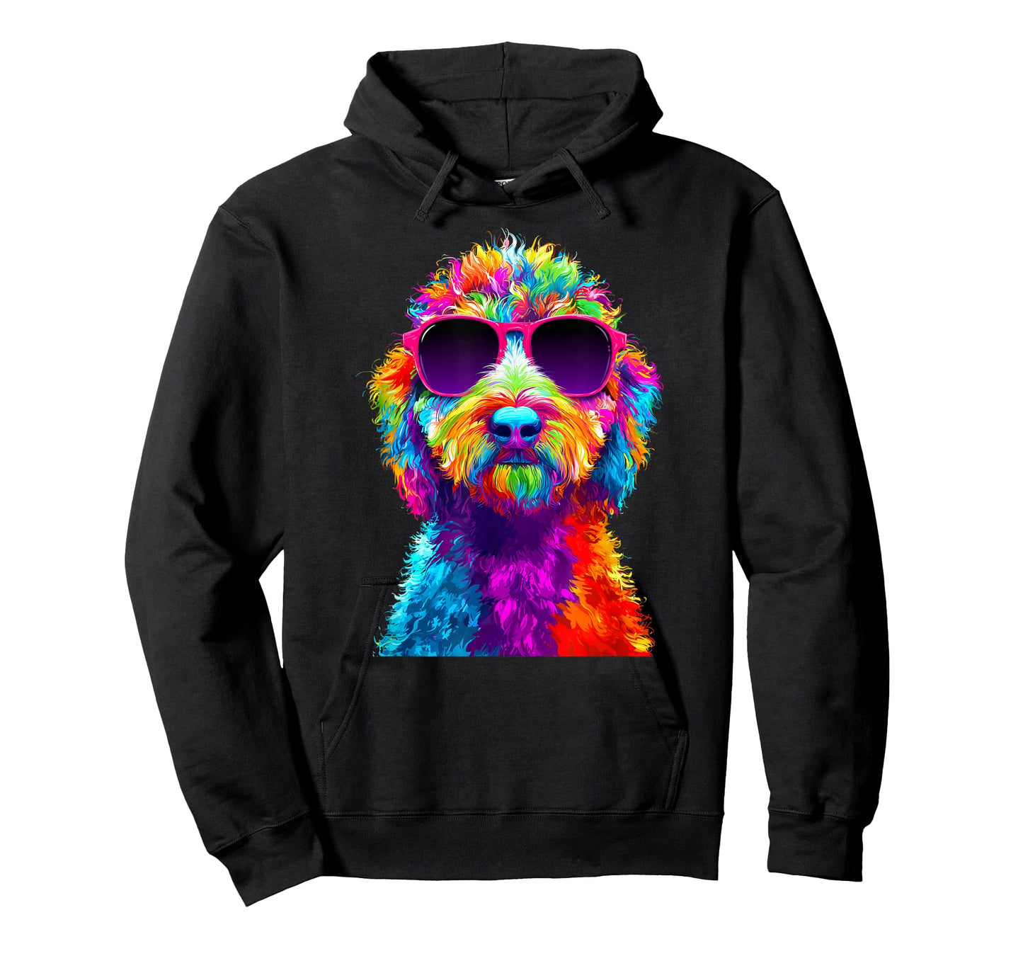 Colorful Doodle Dog with Sunglasses Sheepadoodle Art T-Shirt