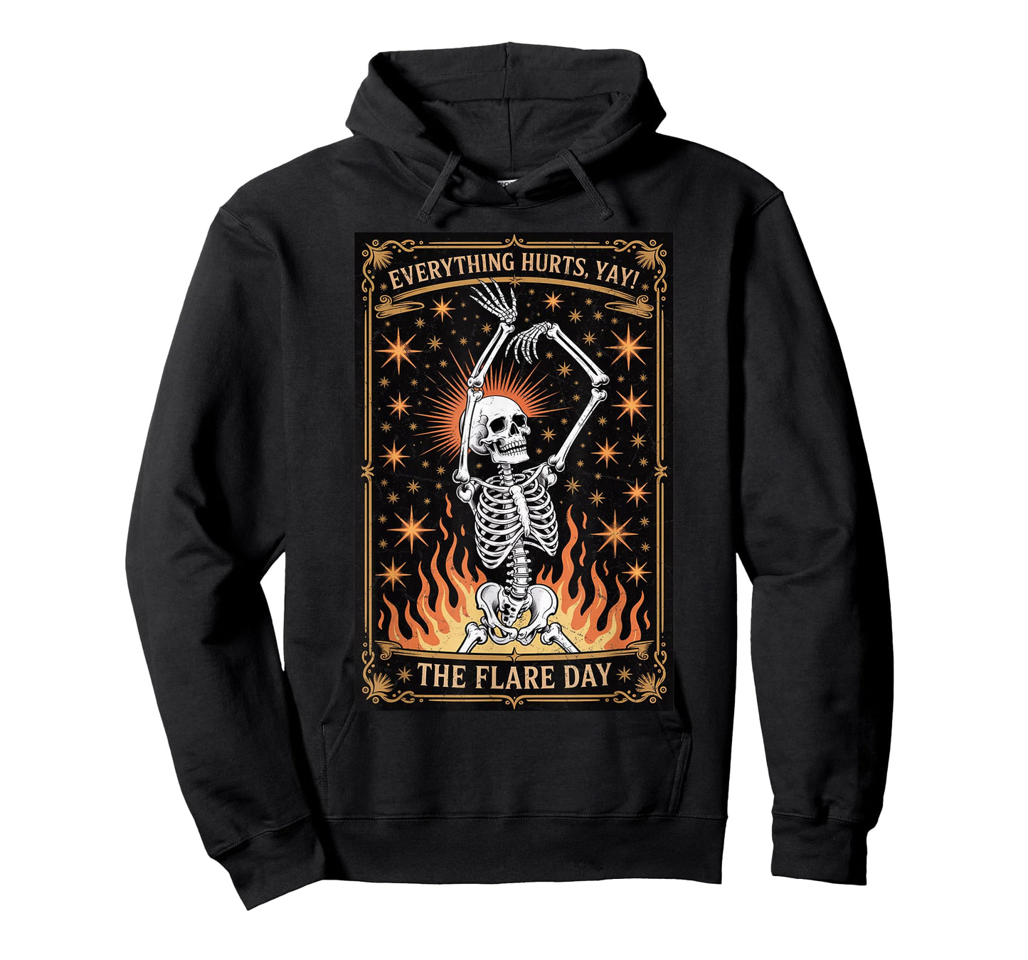 Skeleton Tarot Everything Hurts Flare Day Dark Humor T-Shirt