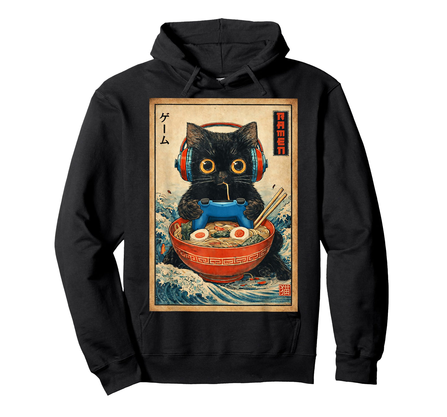 Cat Ramen Japanese Funny Graphic Tees Kawaii Cat Anime Gifts T-Shirt