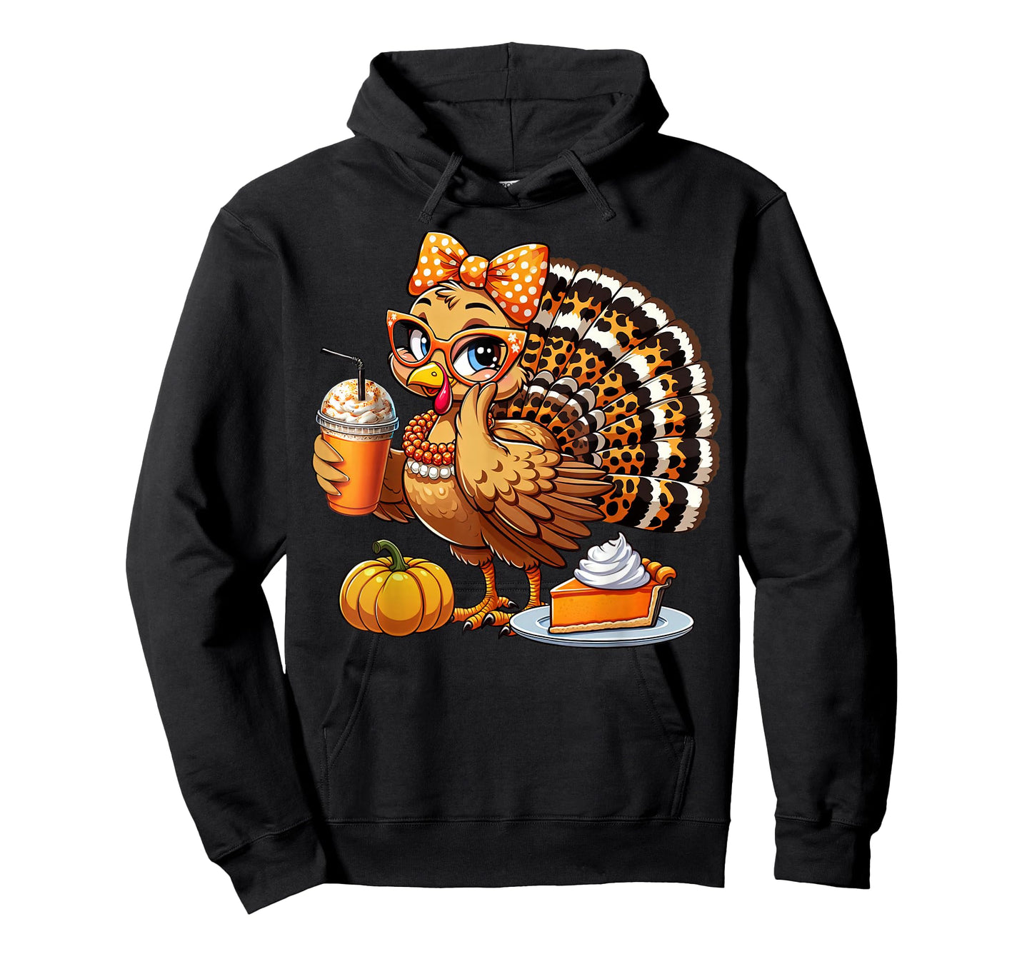 Cute Turkey Drinking Coffee Thanksgiving Womens Turkey Day T-Shirt