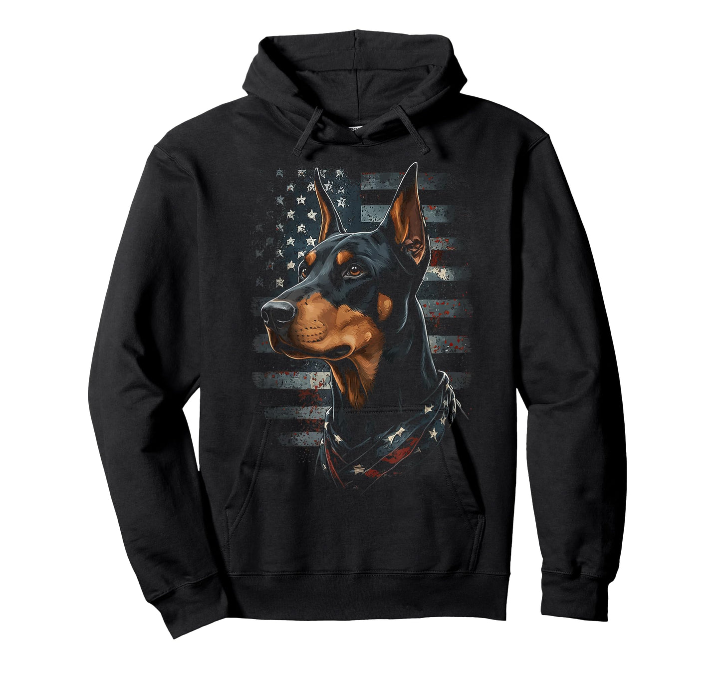 Doberman Pinscher Dog American Flag Patriotic Vintage USA T-Shirt