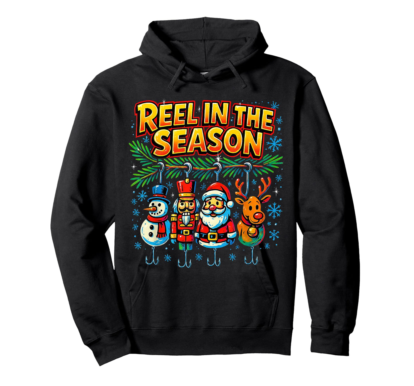 Reel in The Season Funny Fishing Christmas Design T-Shirt