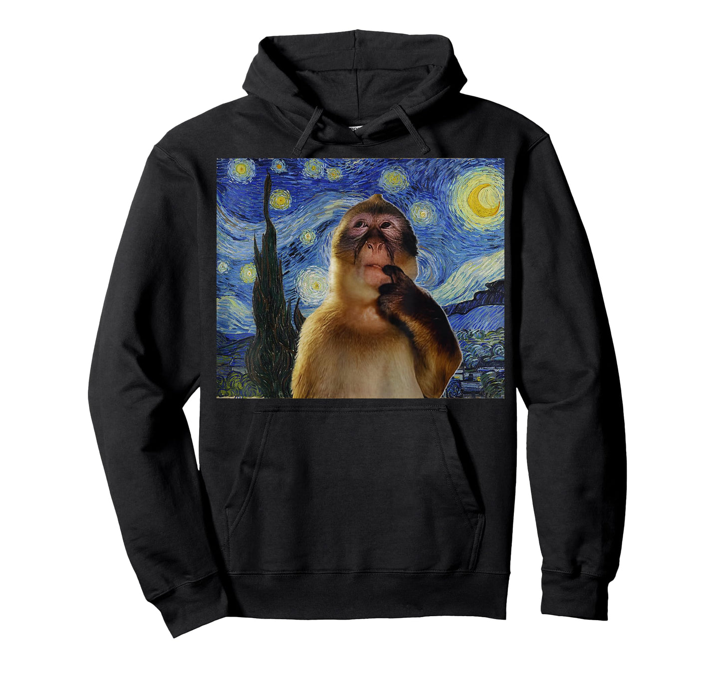 Monkey Thinking Funny Starry Night Monkey Meme Brainrot Gift T-Shirt