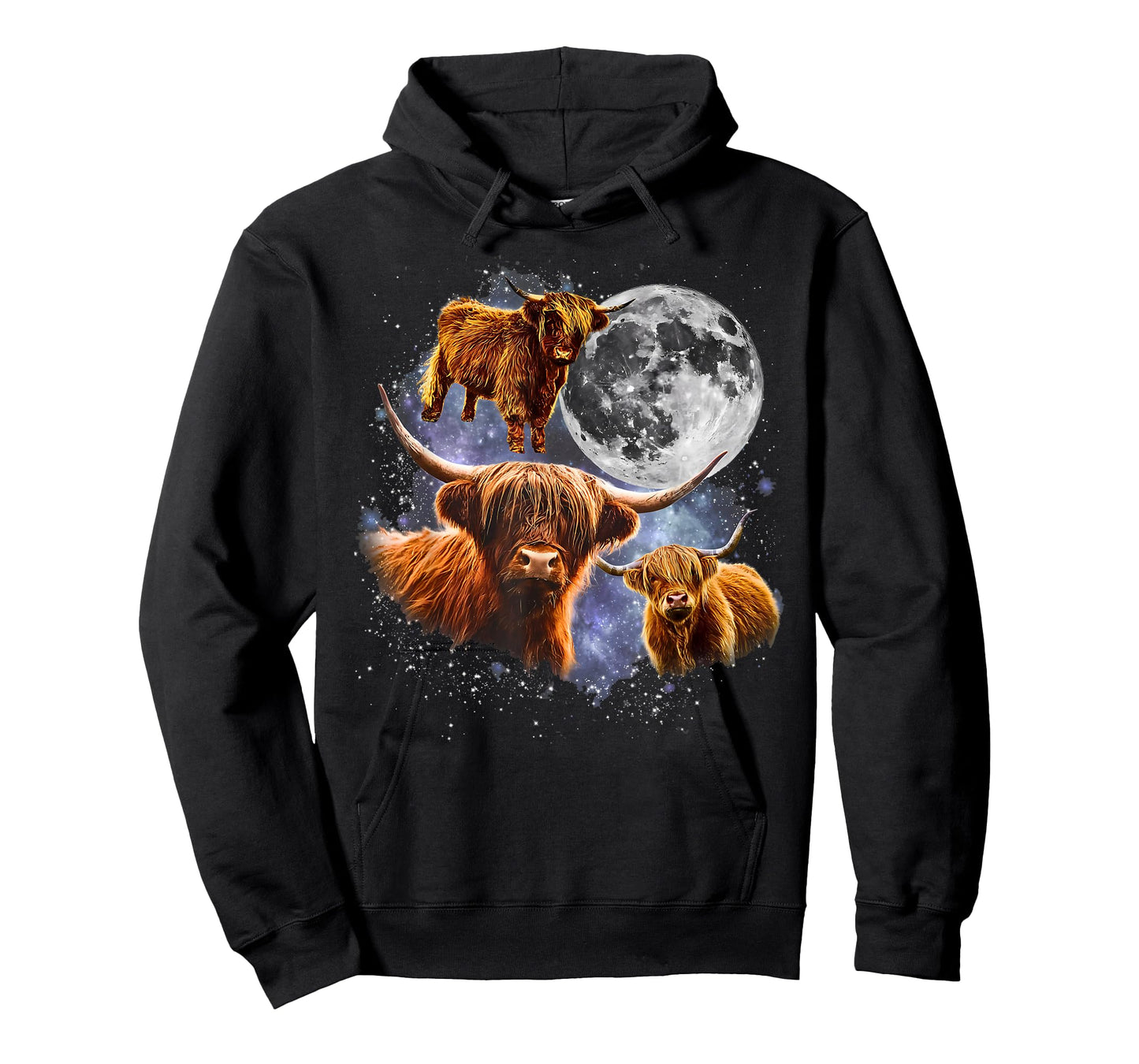 Three Highland Cows Scottish Moon Retro Graphic Farm Western T-Shirt