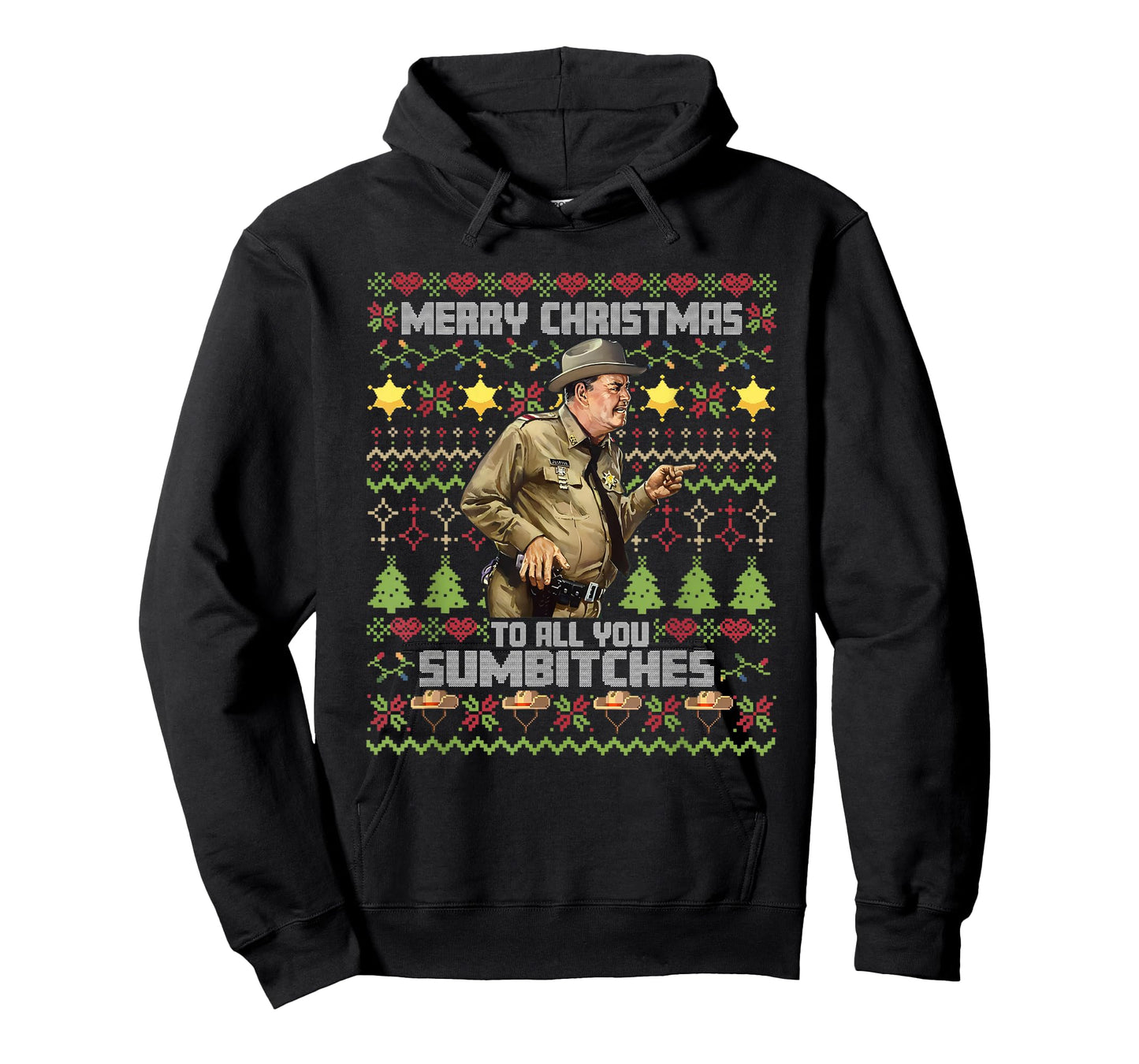 Funny Retro Sheriff Ugly Christmas Sweater Southern Humor T-Shirt