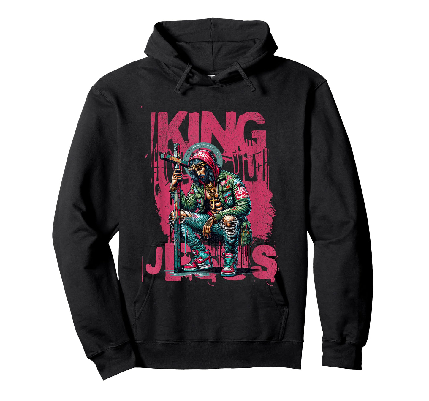 King Jesus Christian Faith | Christ with Cross for Men Women T-Shirt