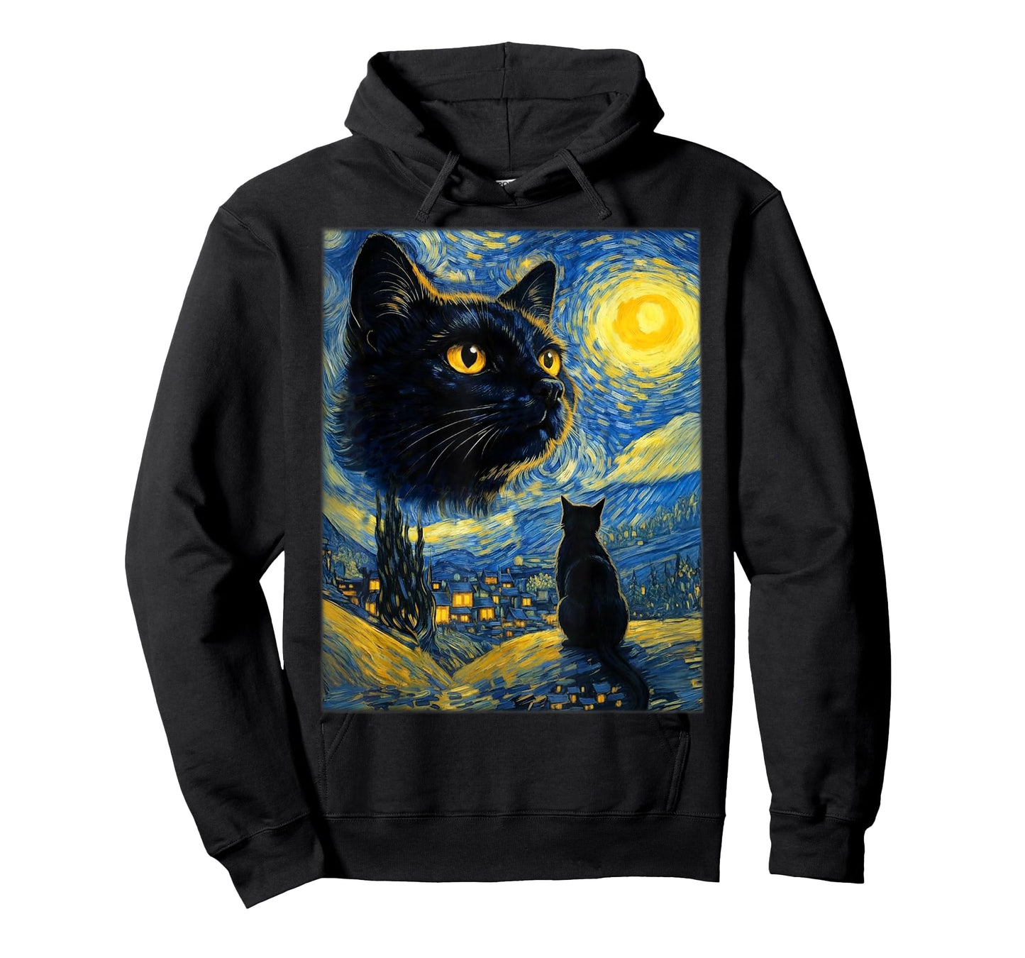 Cat Starry Night Van Gogh Gift for Cats Lovers Men Women Kid T-Shirt