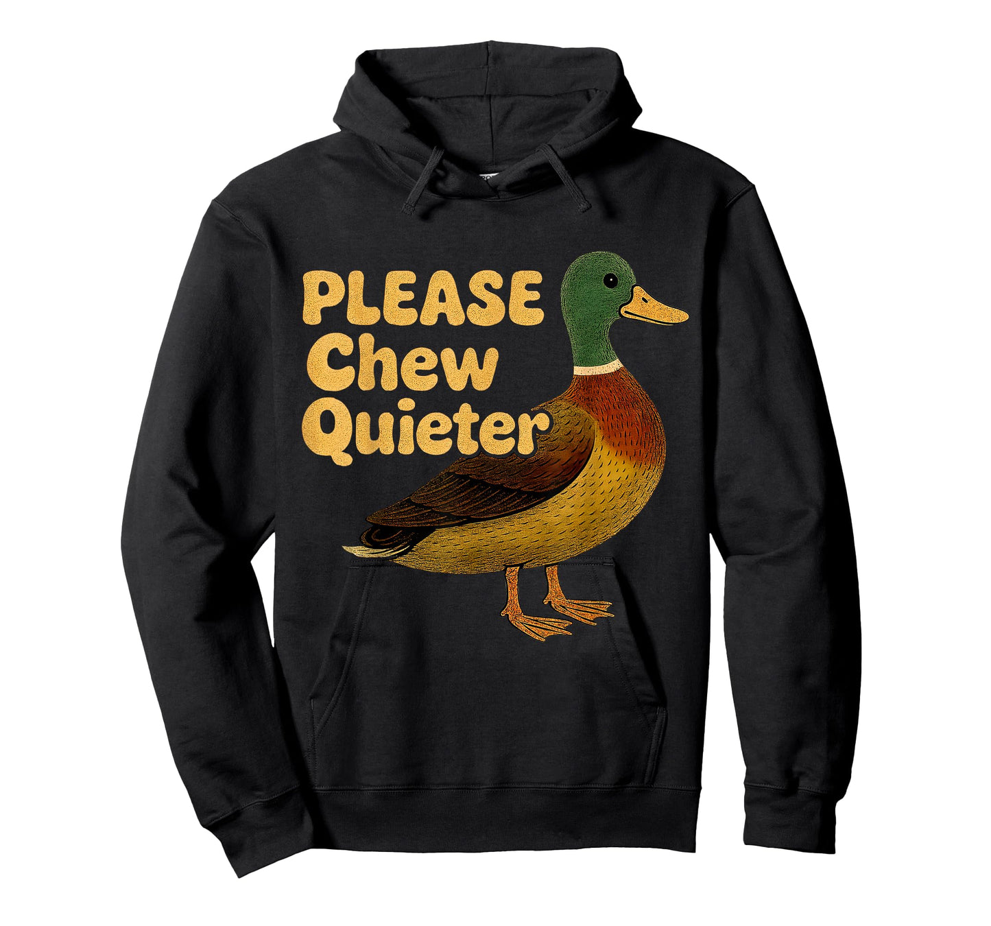 Please Chew Quieter Sarcastic Animal Quote Quirky Duck Lover T-Shirt