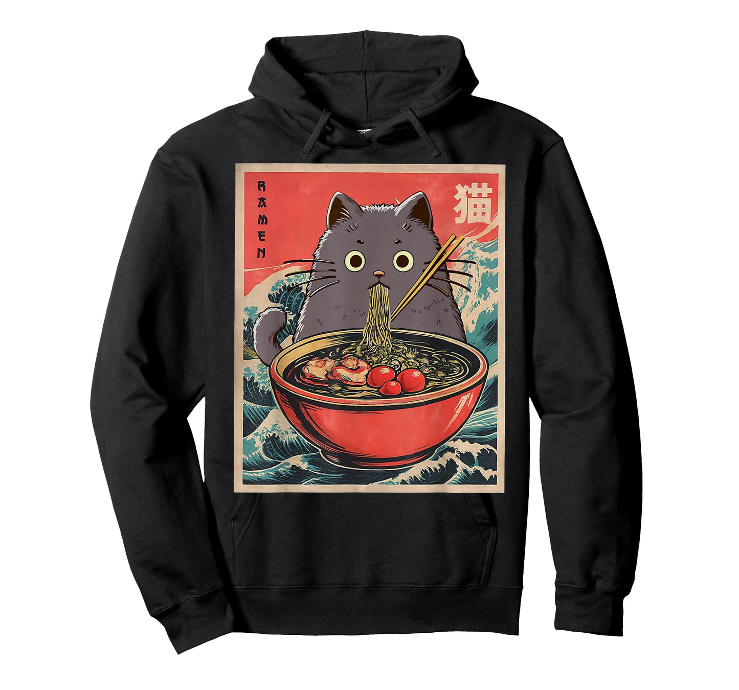 Anime Cat Ramen Japanese Funny Cat Graphic Tees Anime Gifts T-Shirt