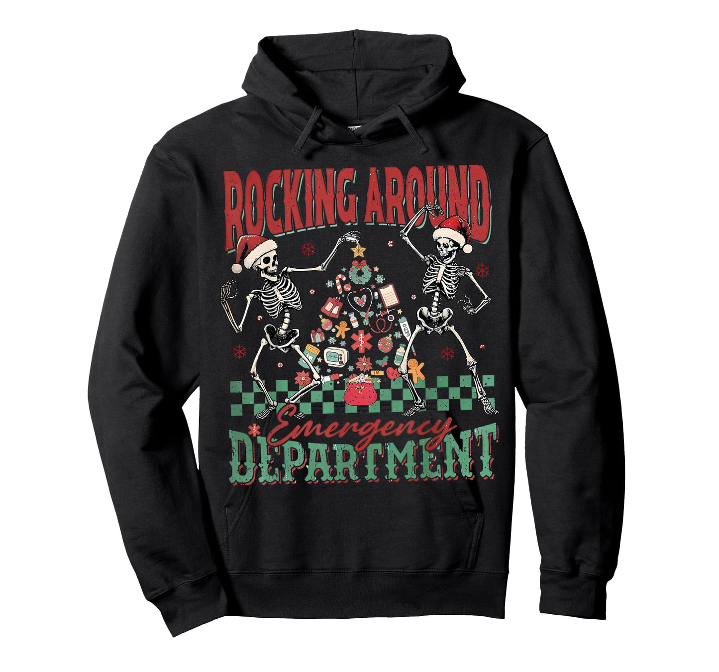 ER Christmas Nurse Rockin Around The Emergency Room Skeleton T-Shirt