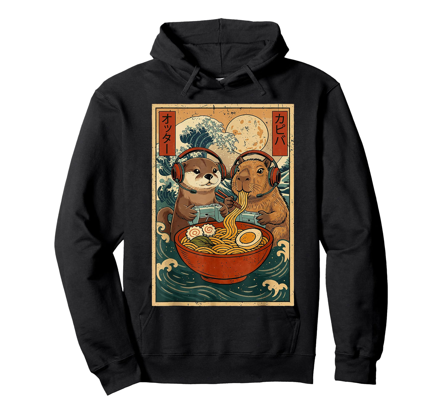 Kawaii Japanese Ramen Gamer Otter & Capybara Retro Gaming T-Shirt
