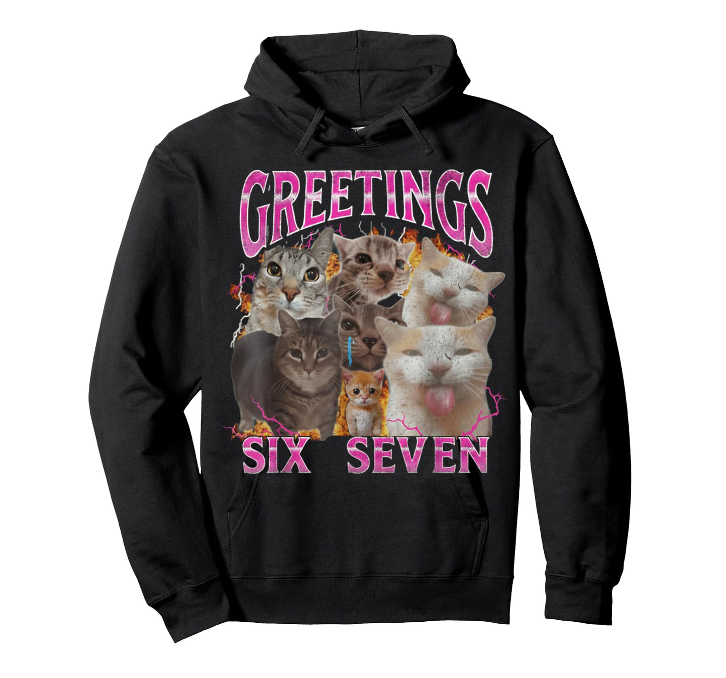 Greetings 67 Funny Cat Meme Funny Six Seven Meme T-Shirt