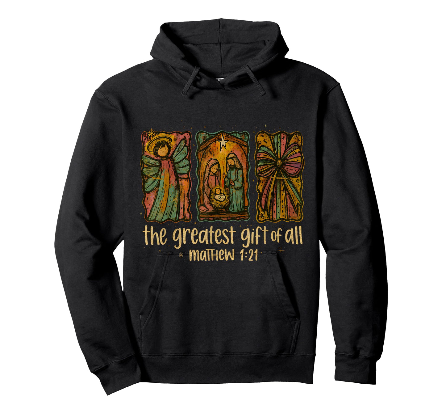 Matthew 1:21 Nativity Greatest Gift Vintage Faith Art T-Shirt