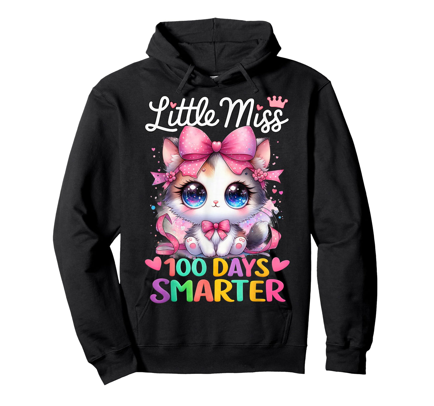 Little Miss 100 Days Smarter 100 Days of School Cat for Gril T-Shirt