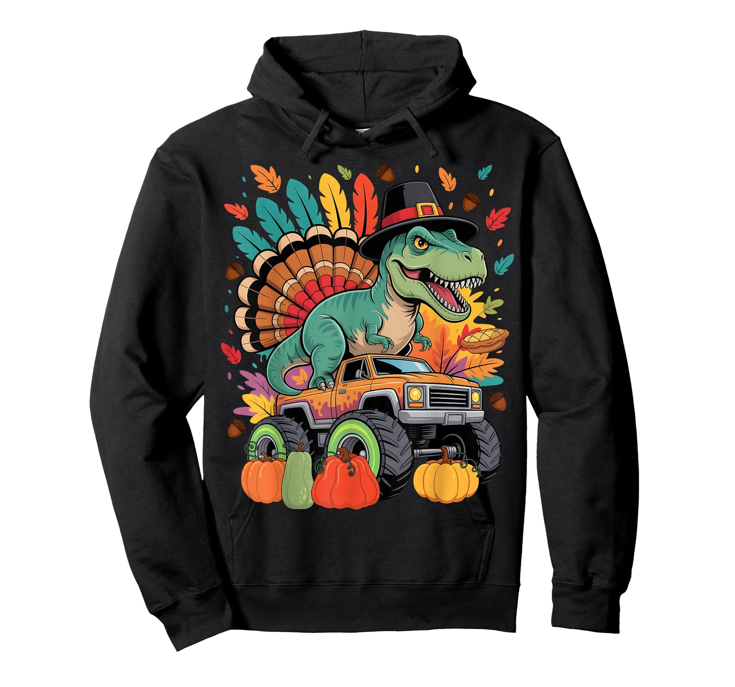Turkey Dinosaur Monster Truck Thanksgiving Boy Toddler Kid T-Shirt
