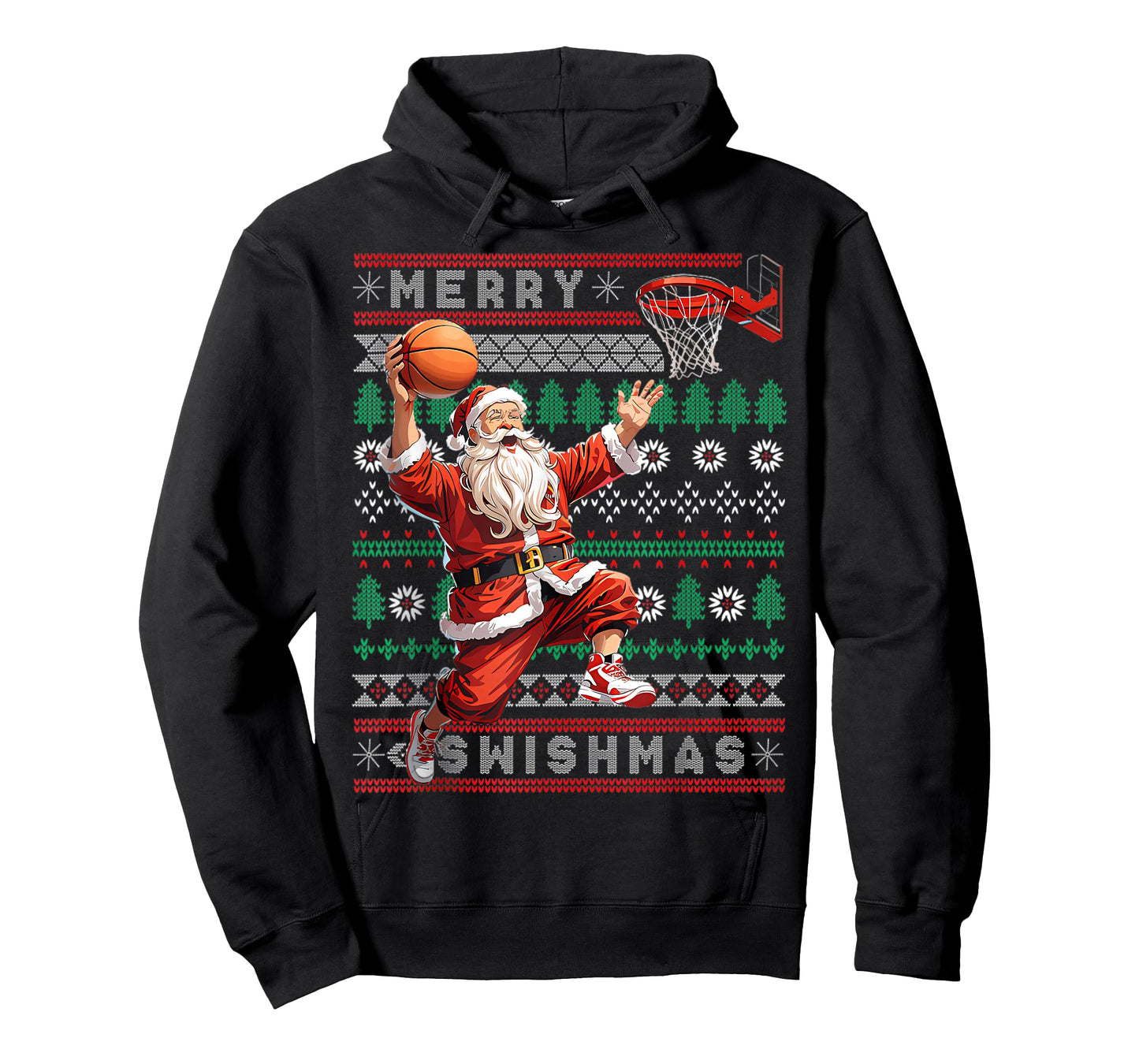 Merry Swishmas Basketball Ugly Christmas Xmas Men Boys Kids T-Shirt