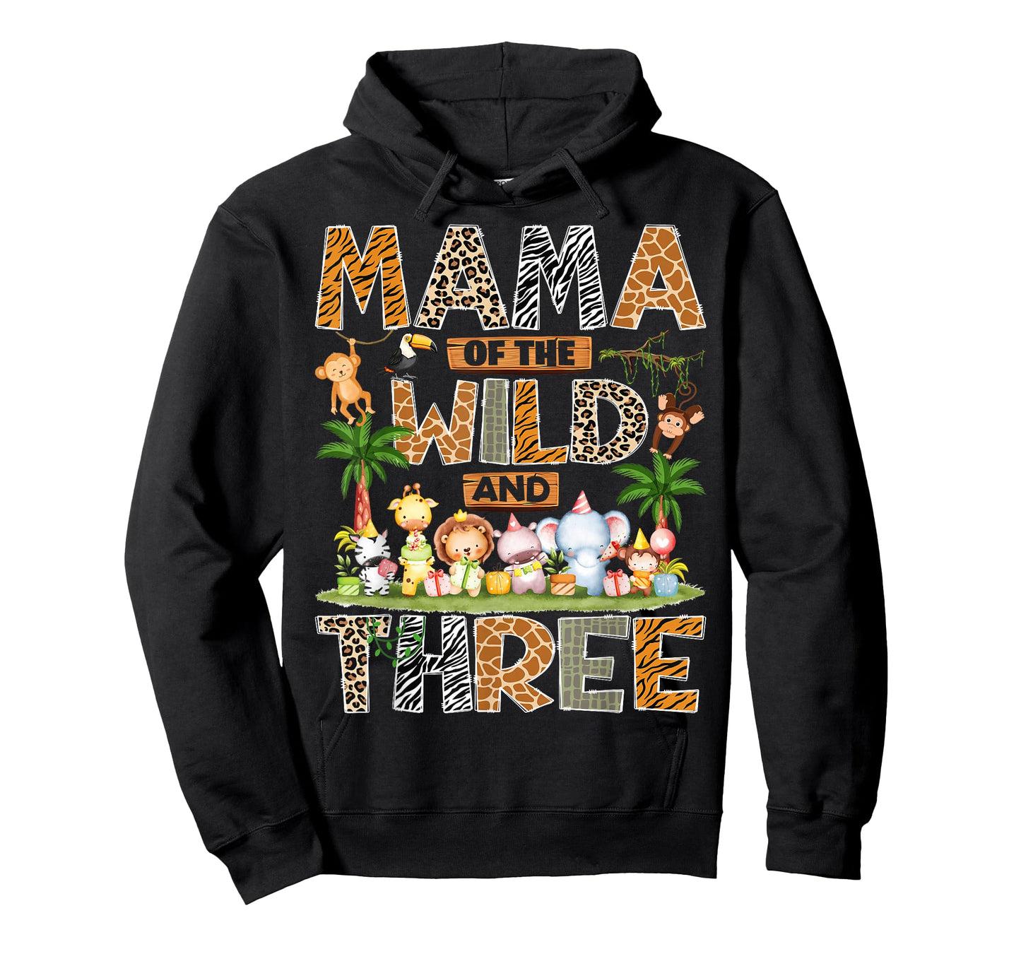 Mama of The Wild & Three 3rd Birthday Boy Safari Jungle T-Shirt