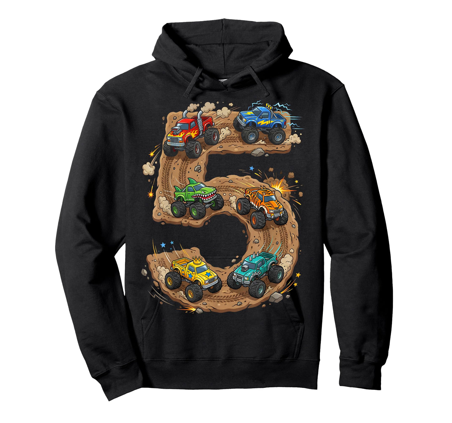 5 Year Old Monster Truck Boy Toddler 5th Birthday Party T-Shirt