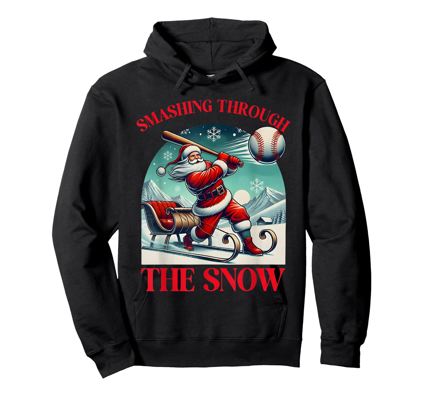 Baseball Player Christmas Santa, Smashing Through The Snow T-Shirt