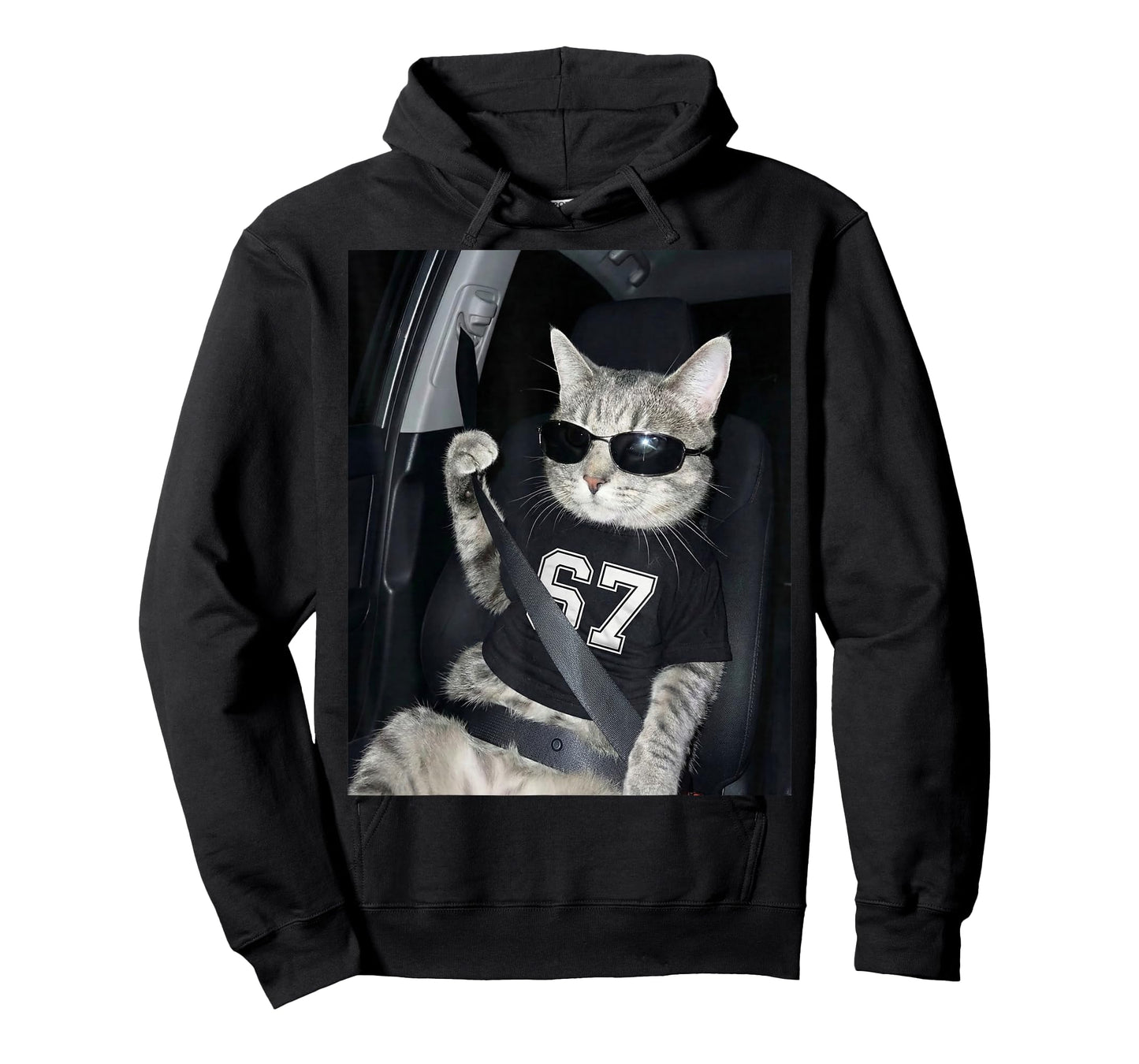 67 Cat Wearing Sunglasses Gen Alpha Funny Six Seven 6 7 Meme T-Shirt