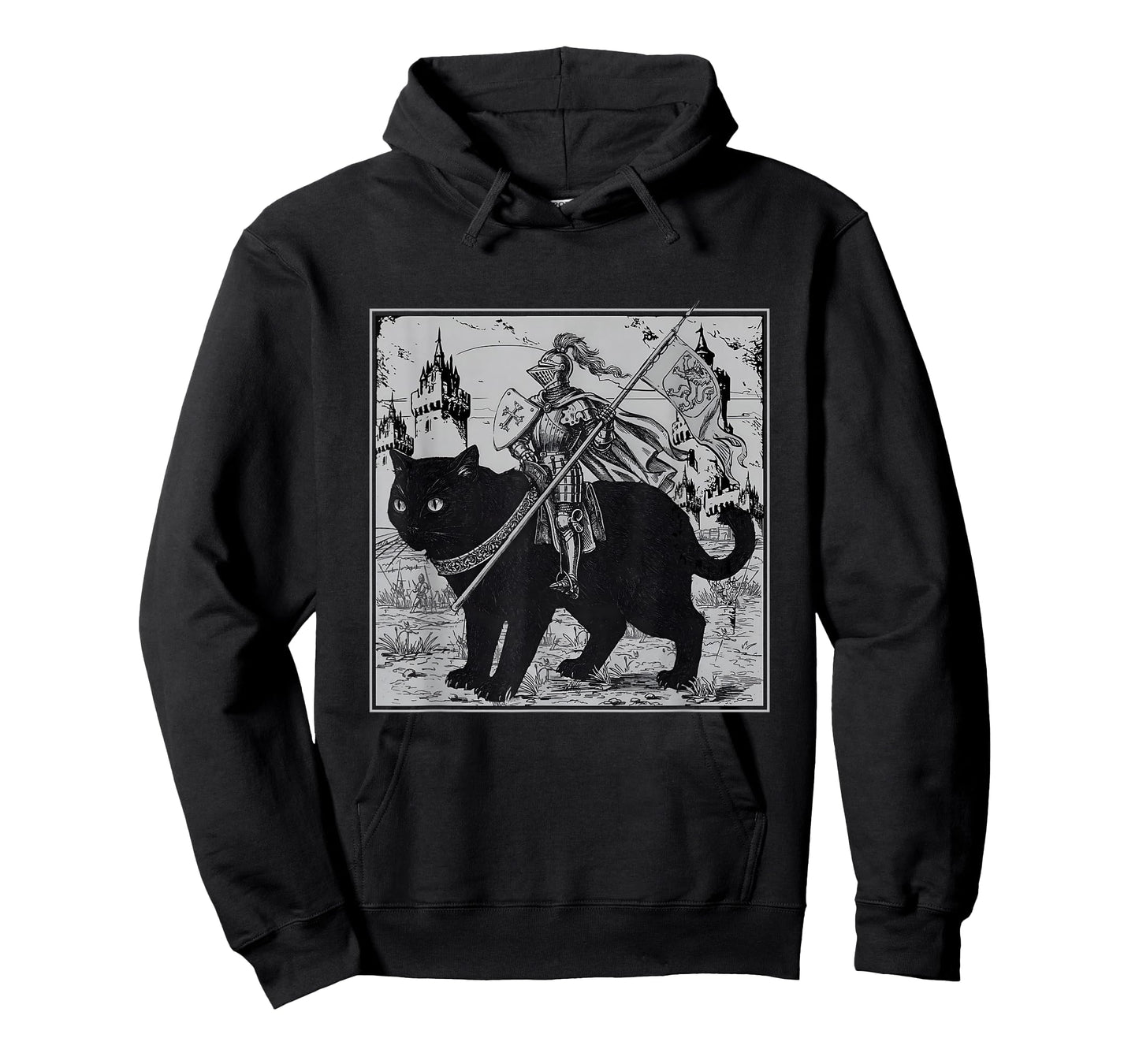Knight Cat Rider Vintage 90s Medieval Knight Riding Cat T-Shirt