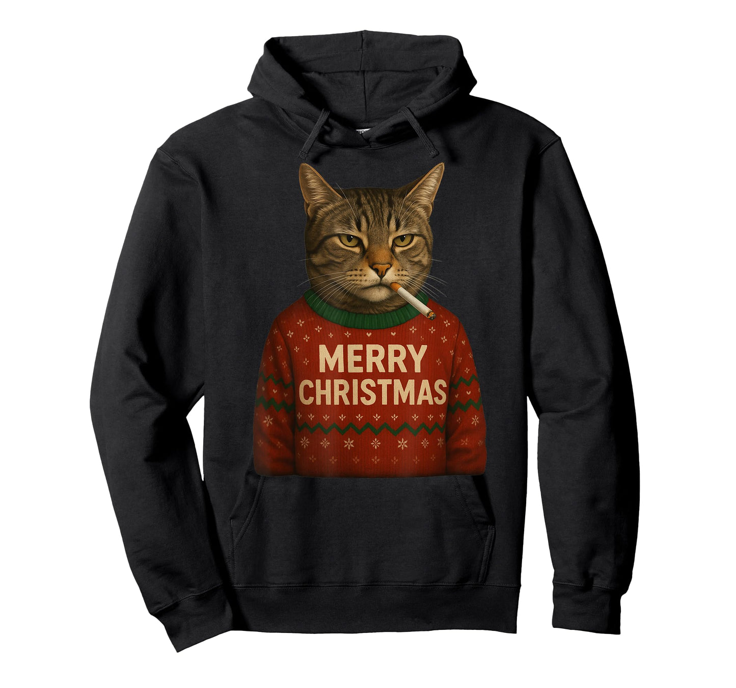 Funny Christmas Smoking Cat Merry Christamas T-Shirt