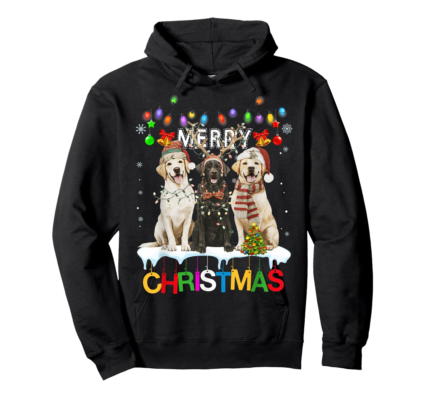 Cute Three Labrador Dogs Christmas for Women Men T-Shirt