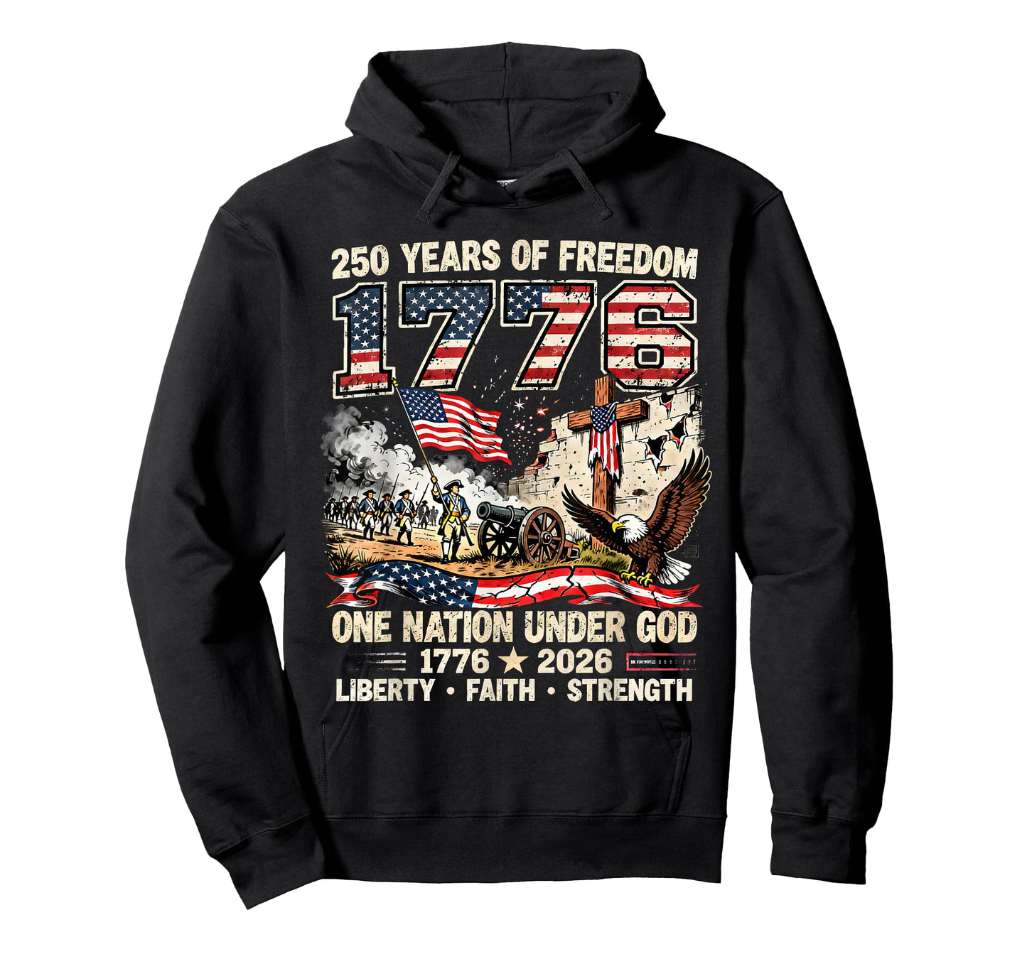 250 Years of Freedom 1776 One Nation Under God USA Flag T-Shirt
