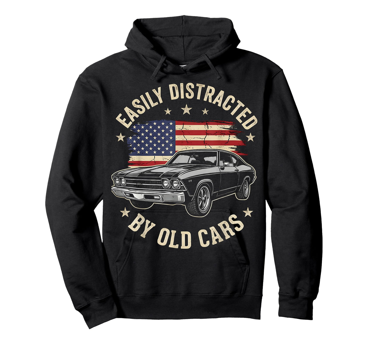 Easily Distracted by Old Cars Funny Classic Car Guy Vintage T-Shirt