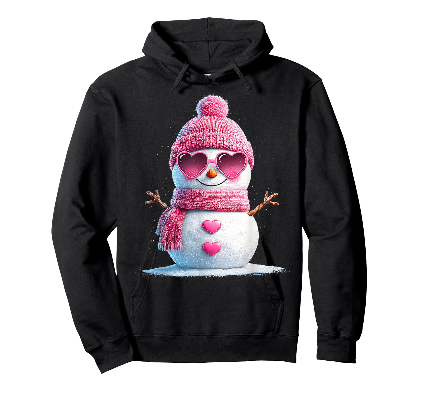 Pink Snowman Beanie Girly Merry Christmas Women Sunglasses T-Shirt
