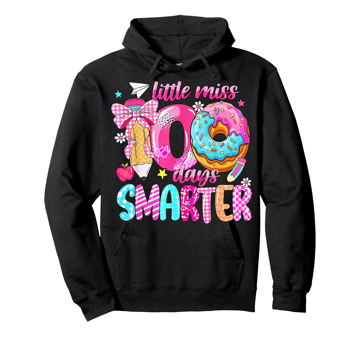 Little Miss 100 Days Smarter Donut 100 Days of School Girl T-Shirt