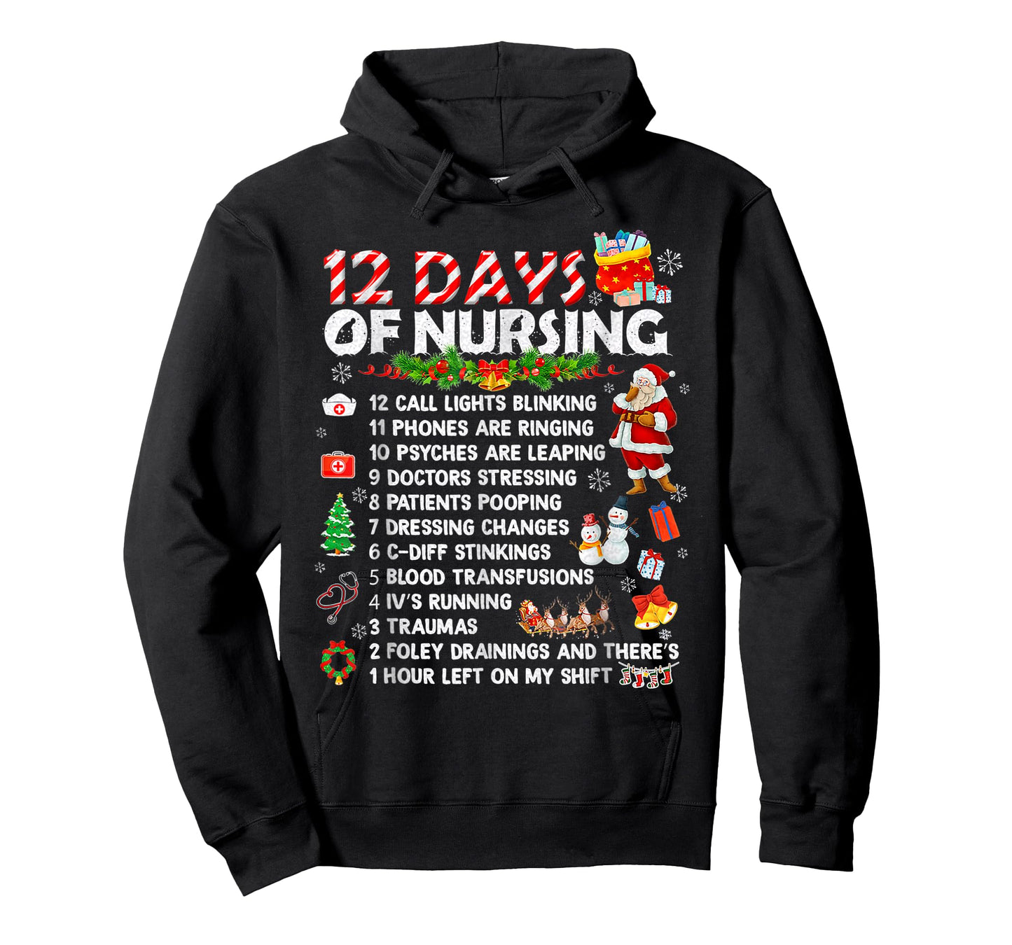 Nurses Merry Christmas Funny 12 Days of Nursing Xmas Women T-Shirt