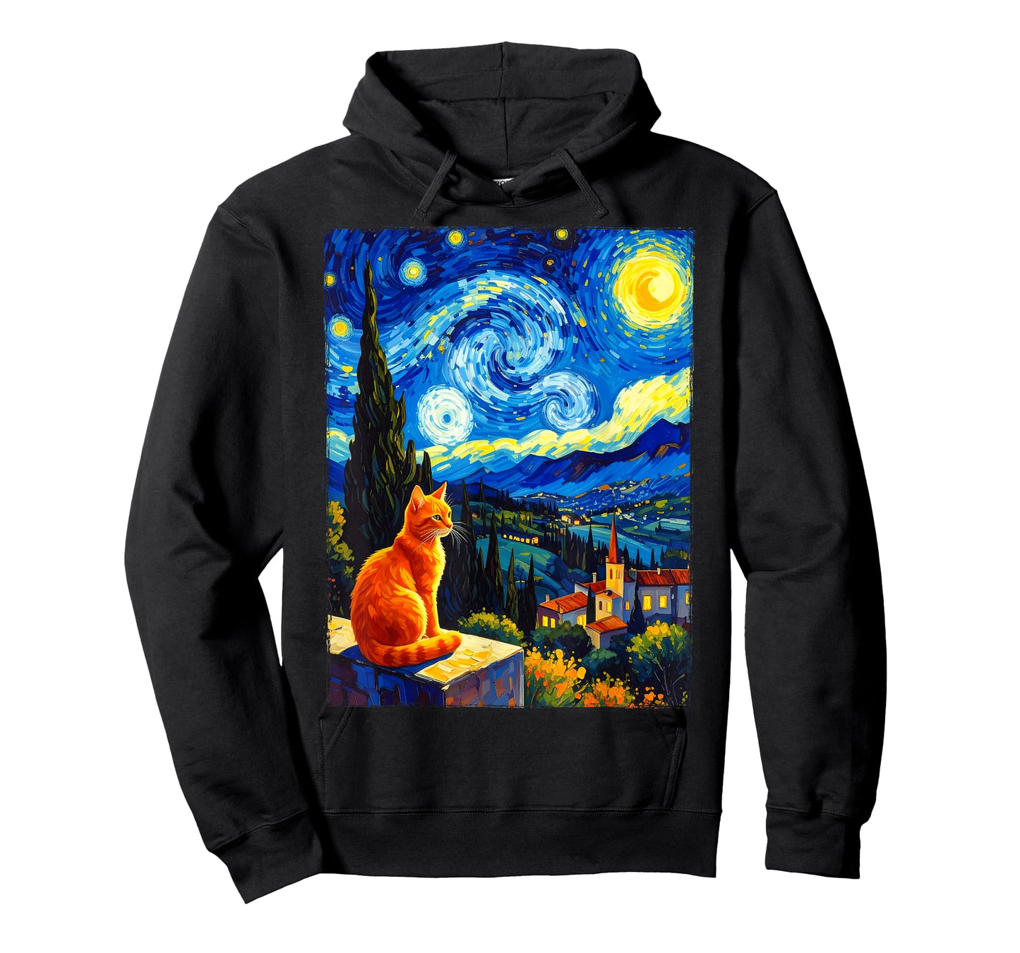 Van Gogh Starry Night Cat,Cat Mom, Cat Dad T-Shirt