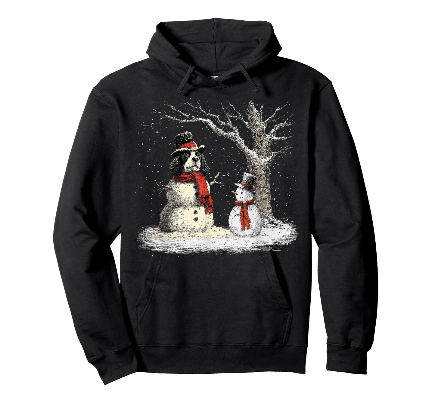 Funny Cocker Spaniel Dog in The Snow Tree Christmas Winter T-Shirt