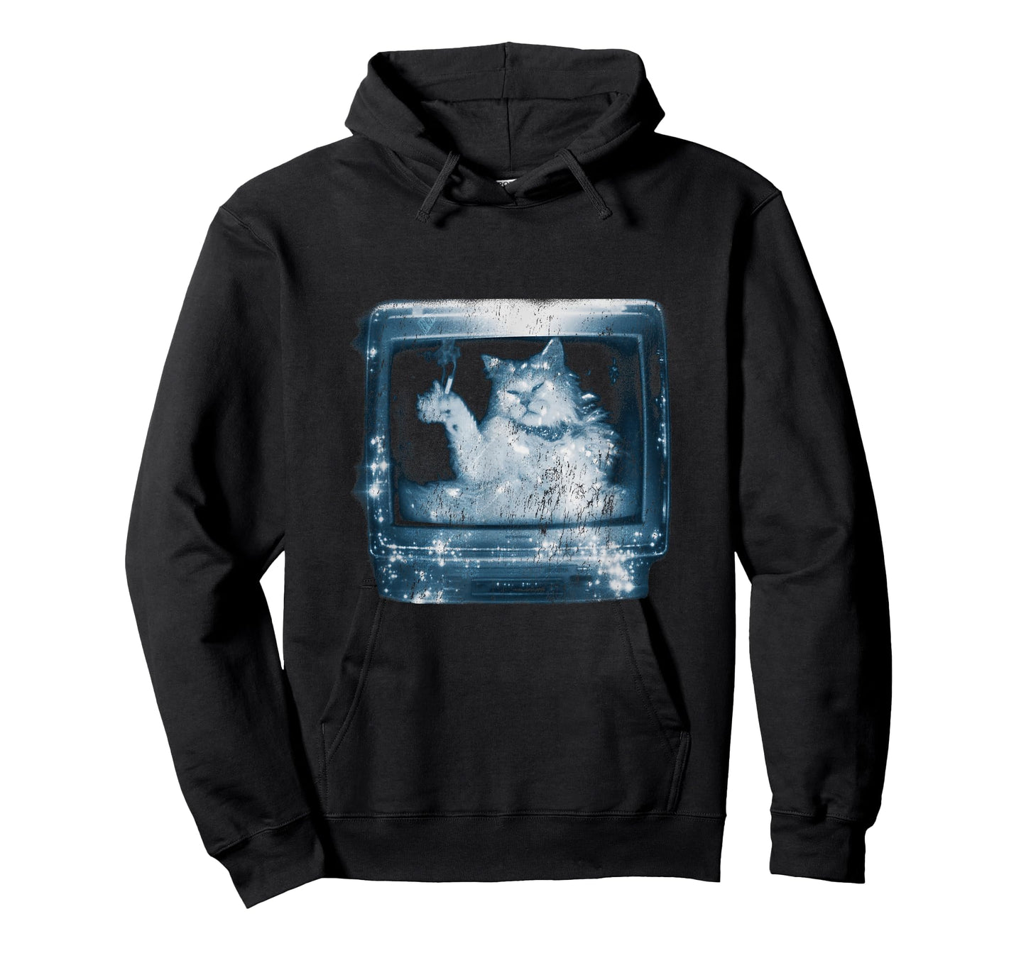 Retro Futuristic Cat Smoking Inside a Vintage CRT TV 80s 90s T-Shirt