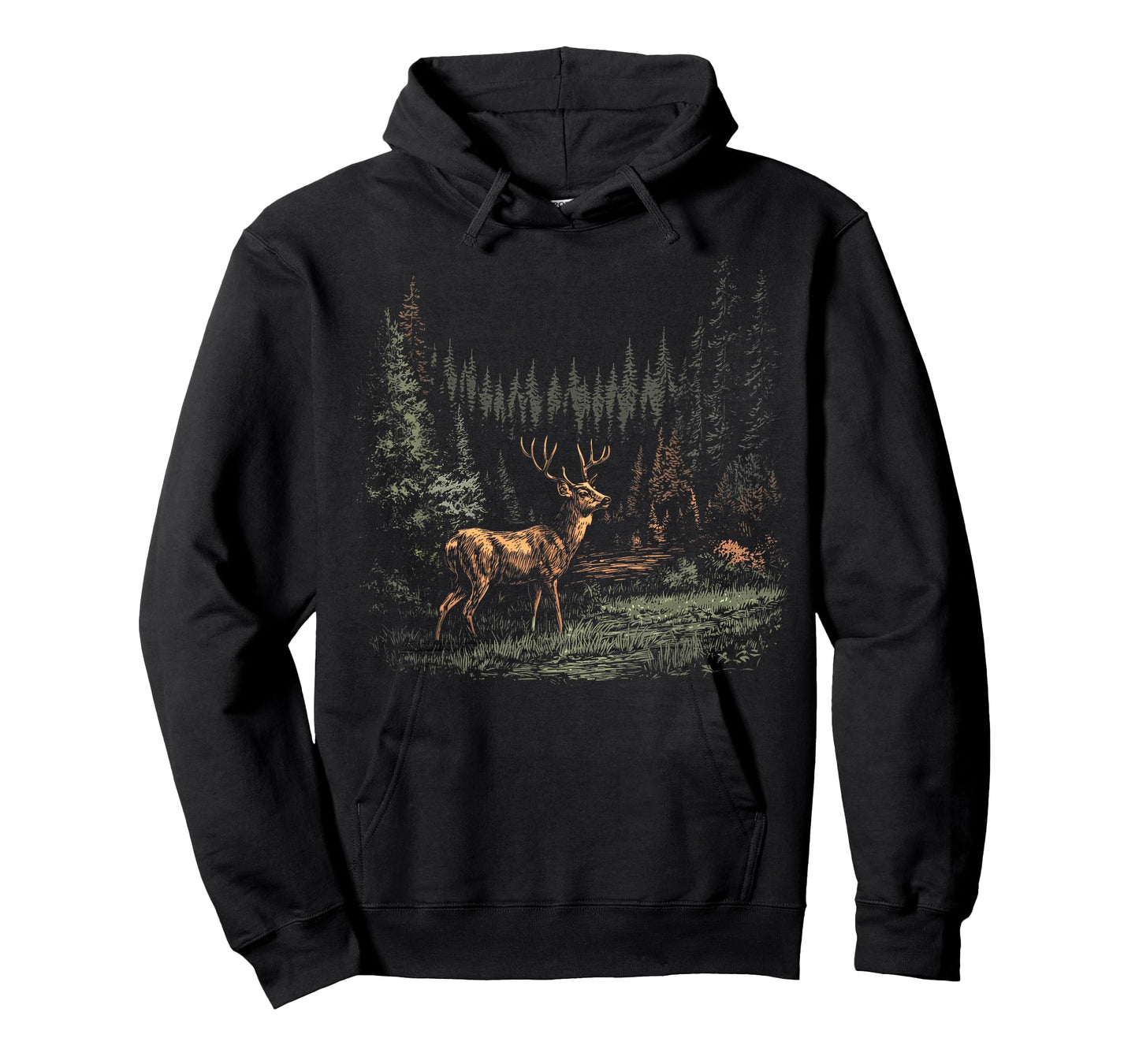 Deer Forest Rustic Landscape T-Shirt