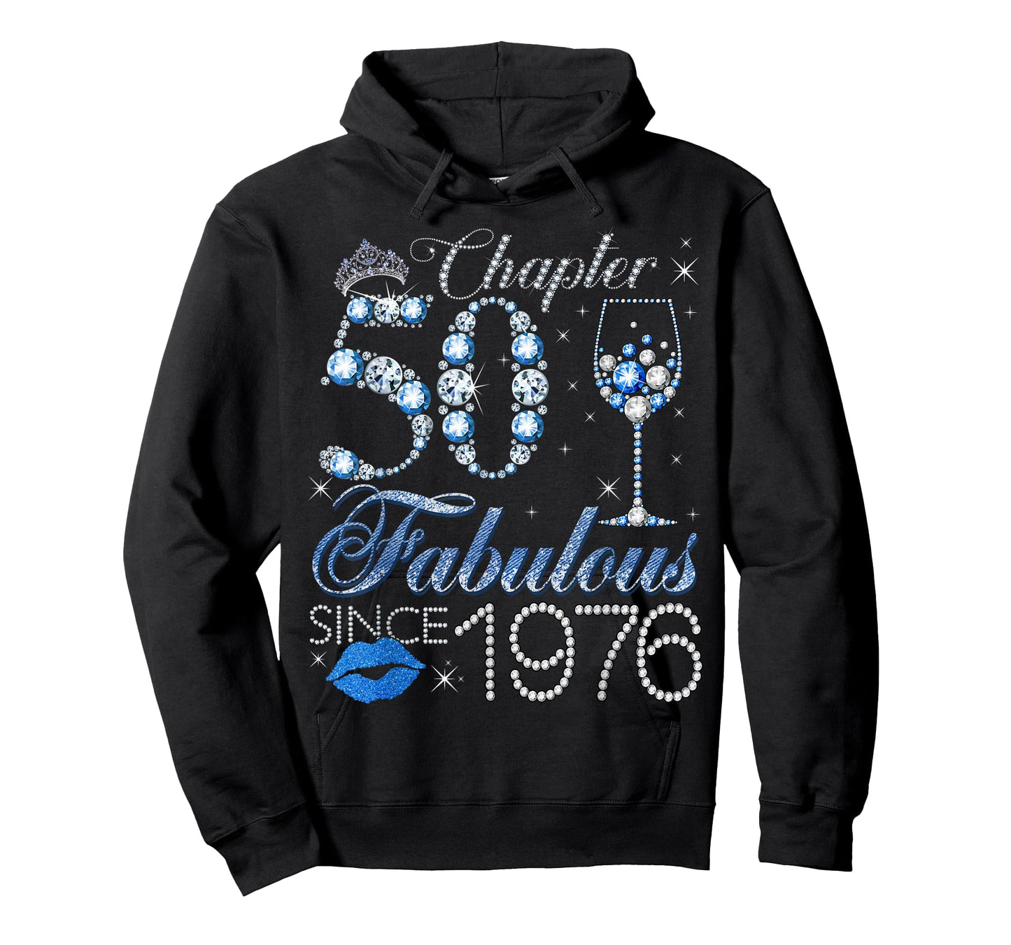 Chapter 50 50th Birthday Crown Wine Glass Denim and Diamonds T-Shirt