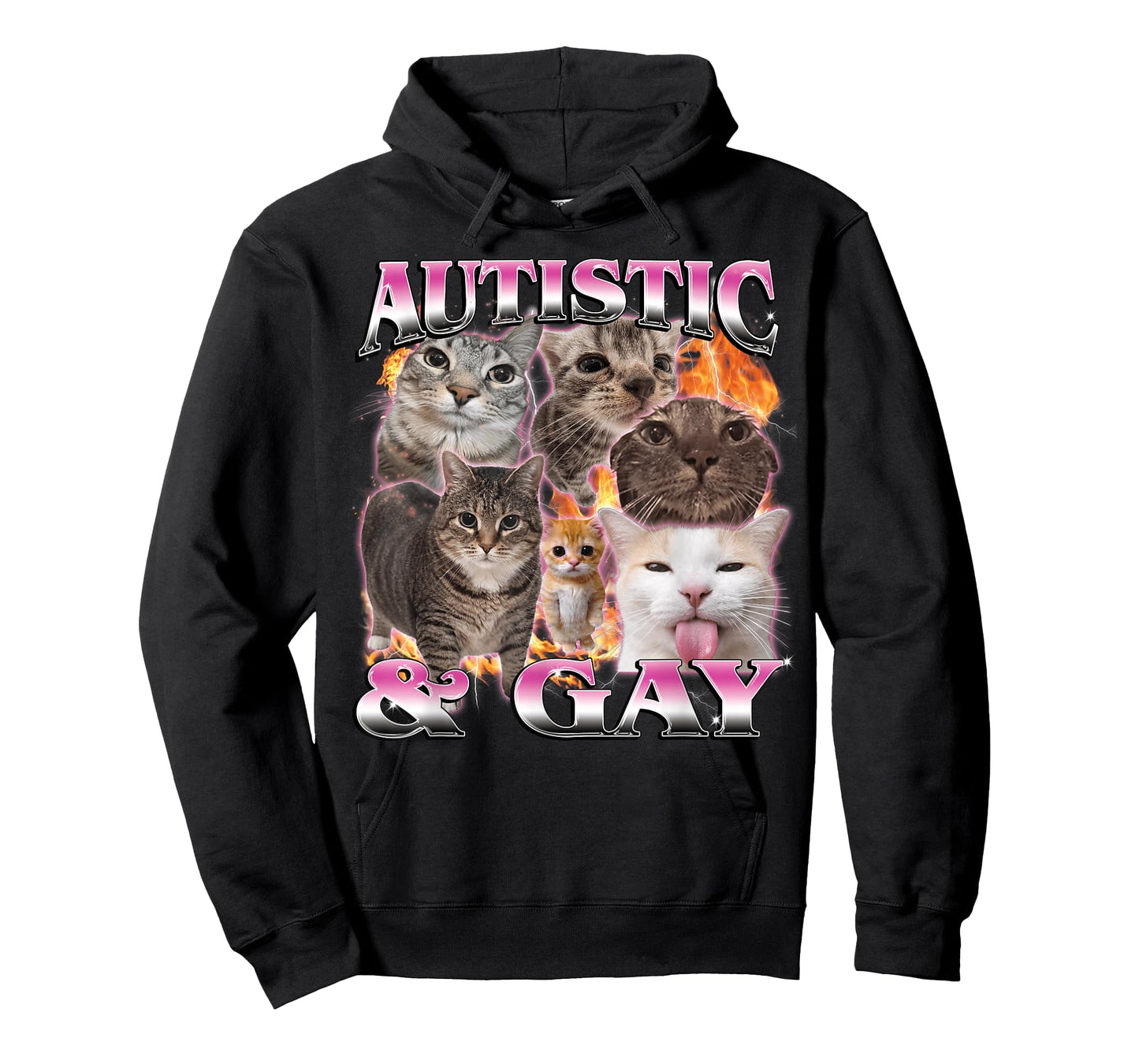 Autistic and Gay Funny Cat Meme Bootleg for Men Women T-Shirt