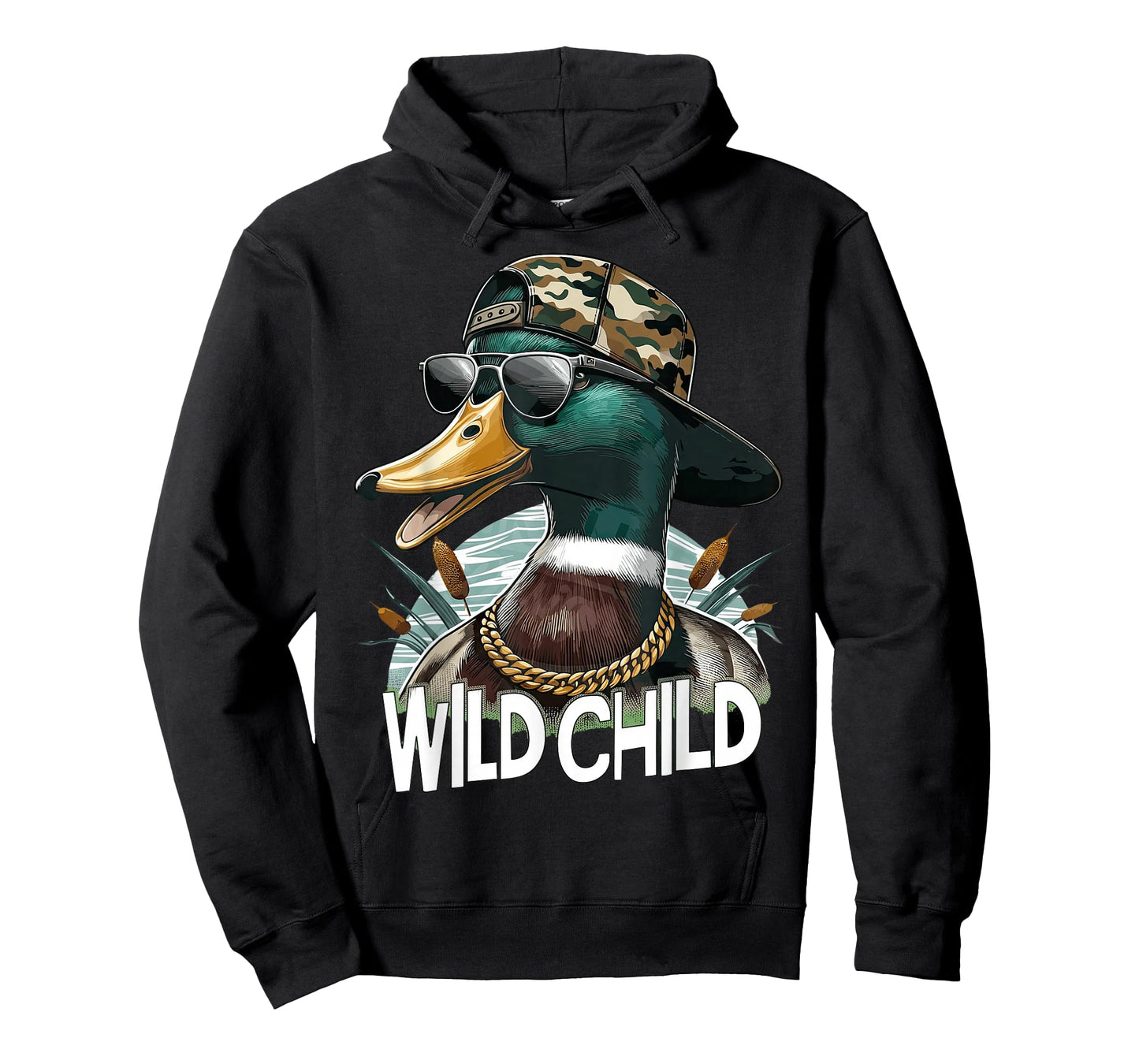 Funny Duck Hunting Wild Child Cool Retro Style Graphic T-Shirt