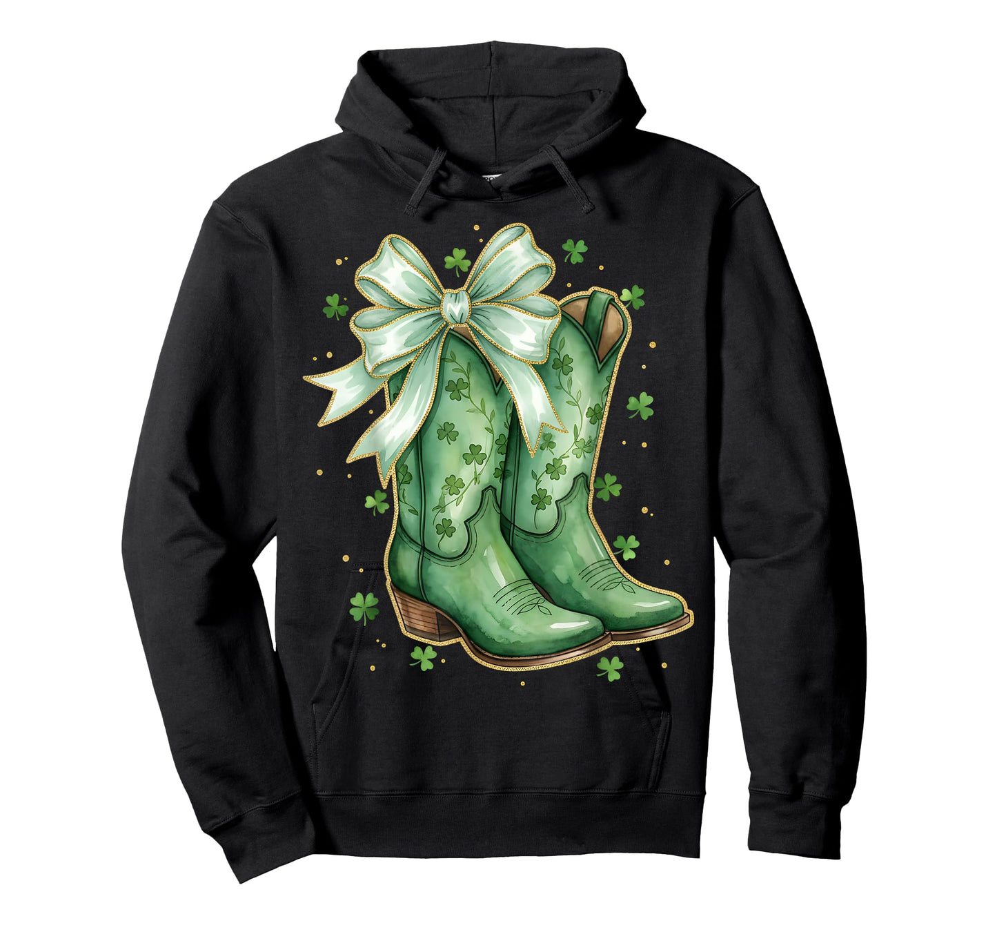 Coquette Bow St Patricks Day Western Cowboy Boots Cowgirl T-Shirt