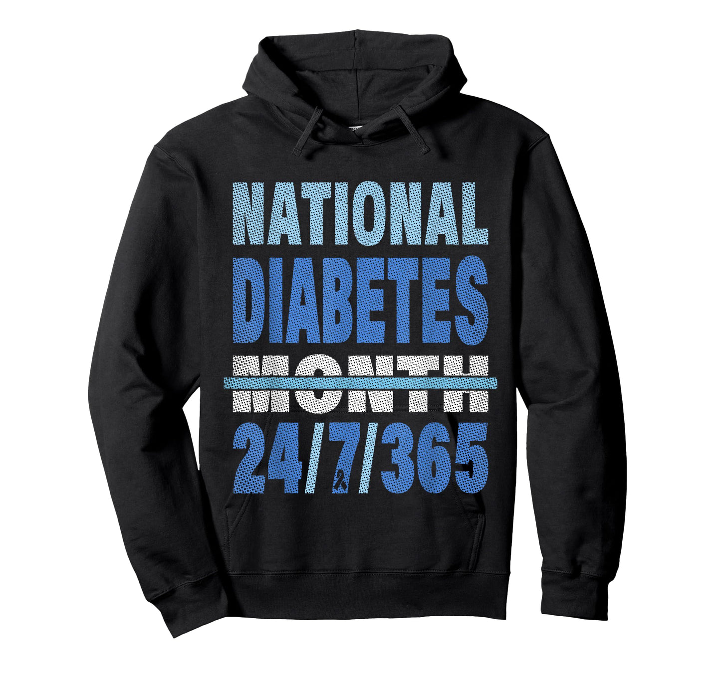 Blue Diabetes Awareness Month 24 7 365 Days Diabetic Ribbon T-Shirt