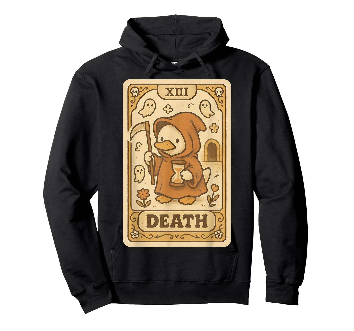 Cute Duck Grim Reaper Death Tarot Card Ironic Funny Graphic T-Shirt