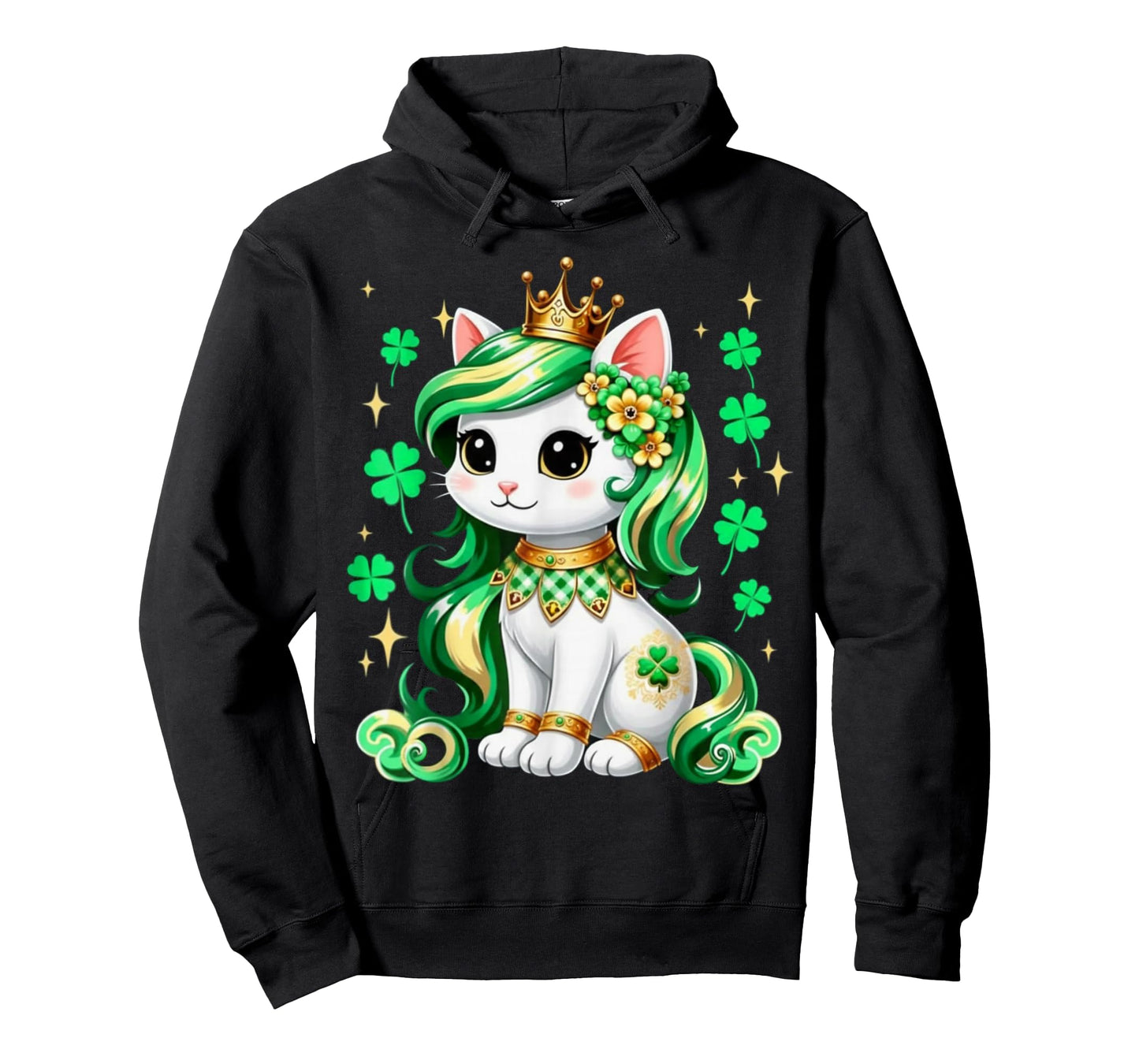 Cute Cat Shamrock St Patricks Day Girls Kids Women's T-Shirt