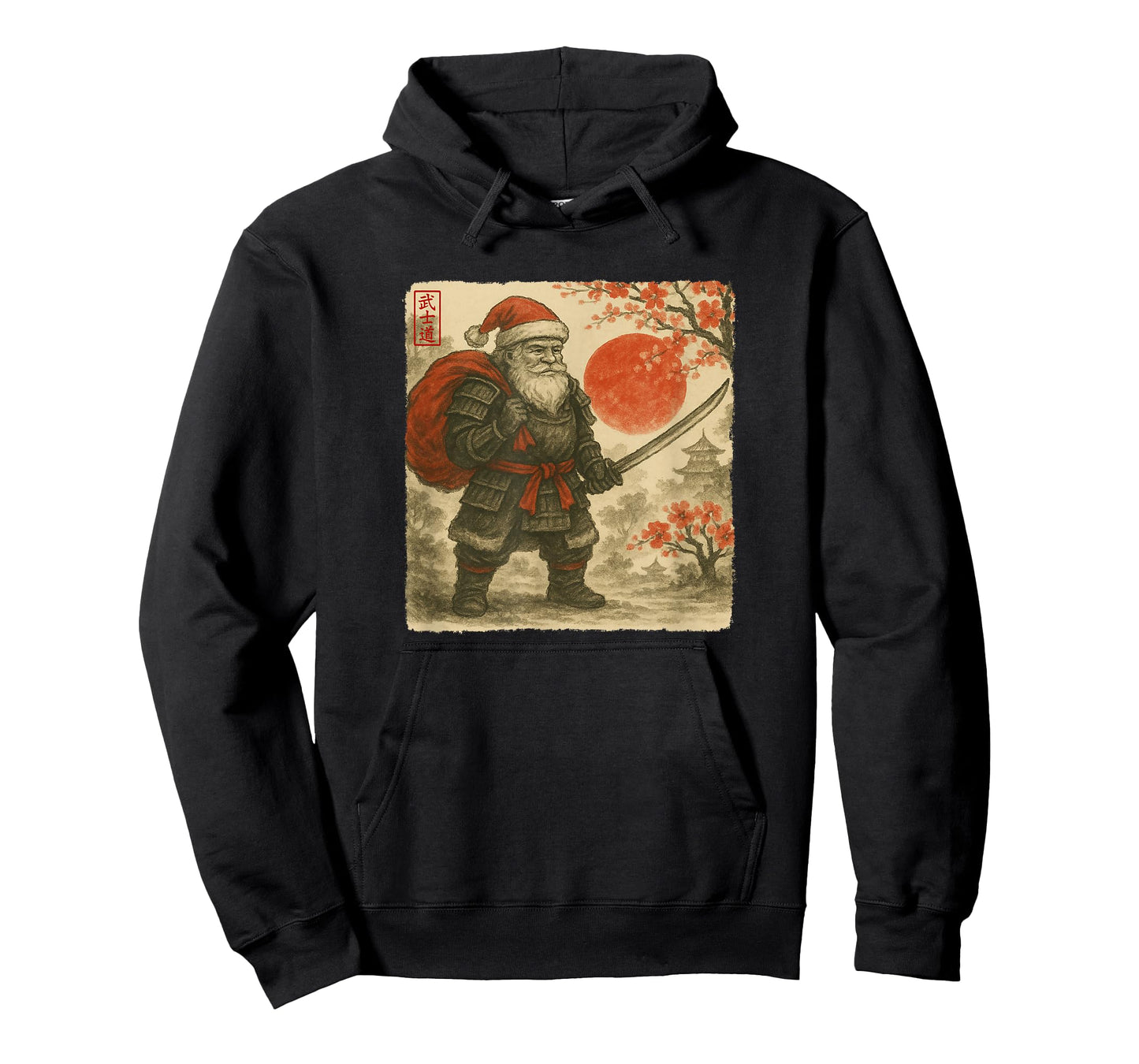 Santa Samurai Japanese Warrior Costume Sumi-e Art Funny T-Shirt