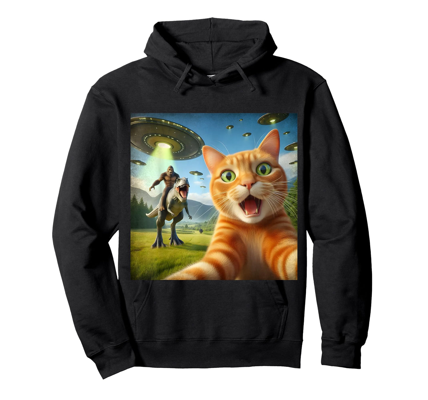 67 Cat Selfie UFO Bigfoot Funny Chaos Meme T-Shirt