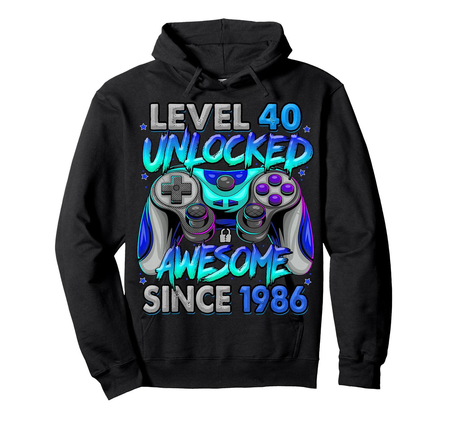 Level 40 Unlocked Awesome Since 1986 40th Birthday Gaming T-Shirt