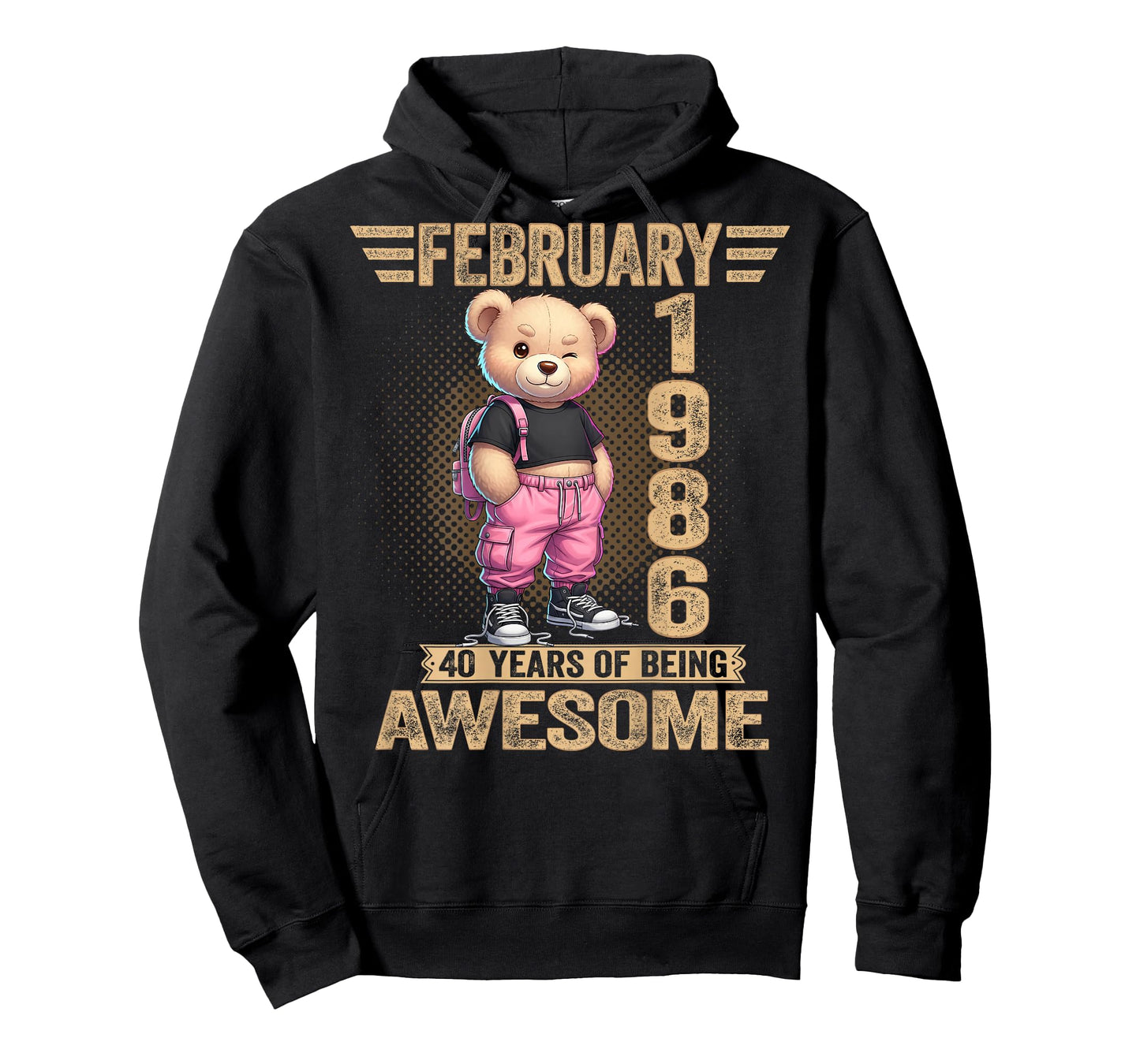 (ON Back) February 1986 40th Birthday 40 Year Teddy Bear T-Shirt