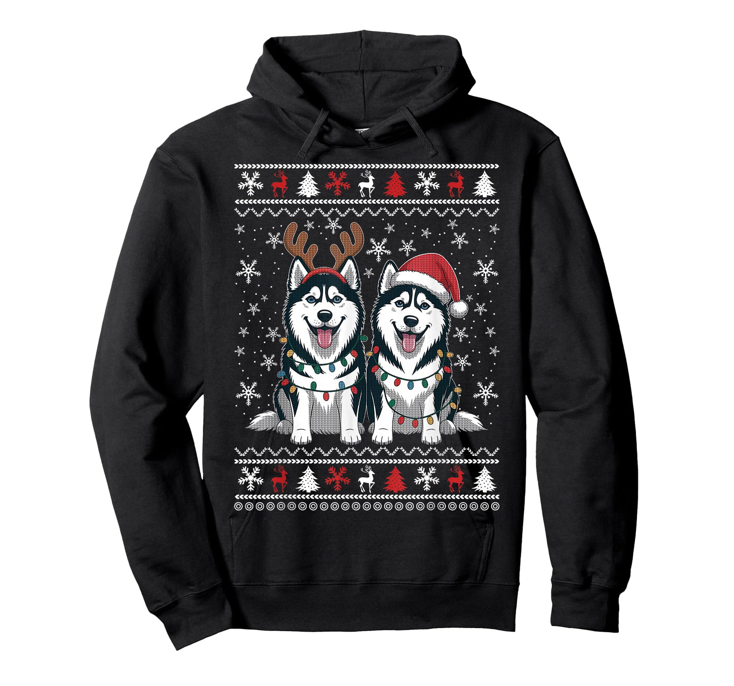 Siberian Husky Santa Reindeer Funny Ugly Christmas Sweater T-Shirt