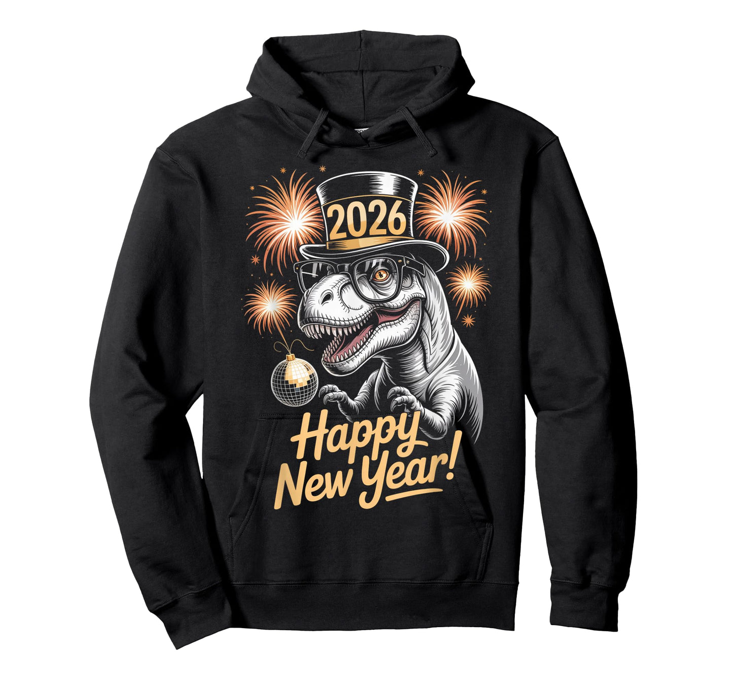 Happy New Year 2026 Dinosaur Funny T-Rex Tee for Kids Teens T-Shirt