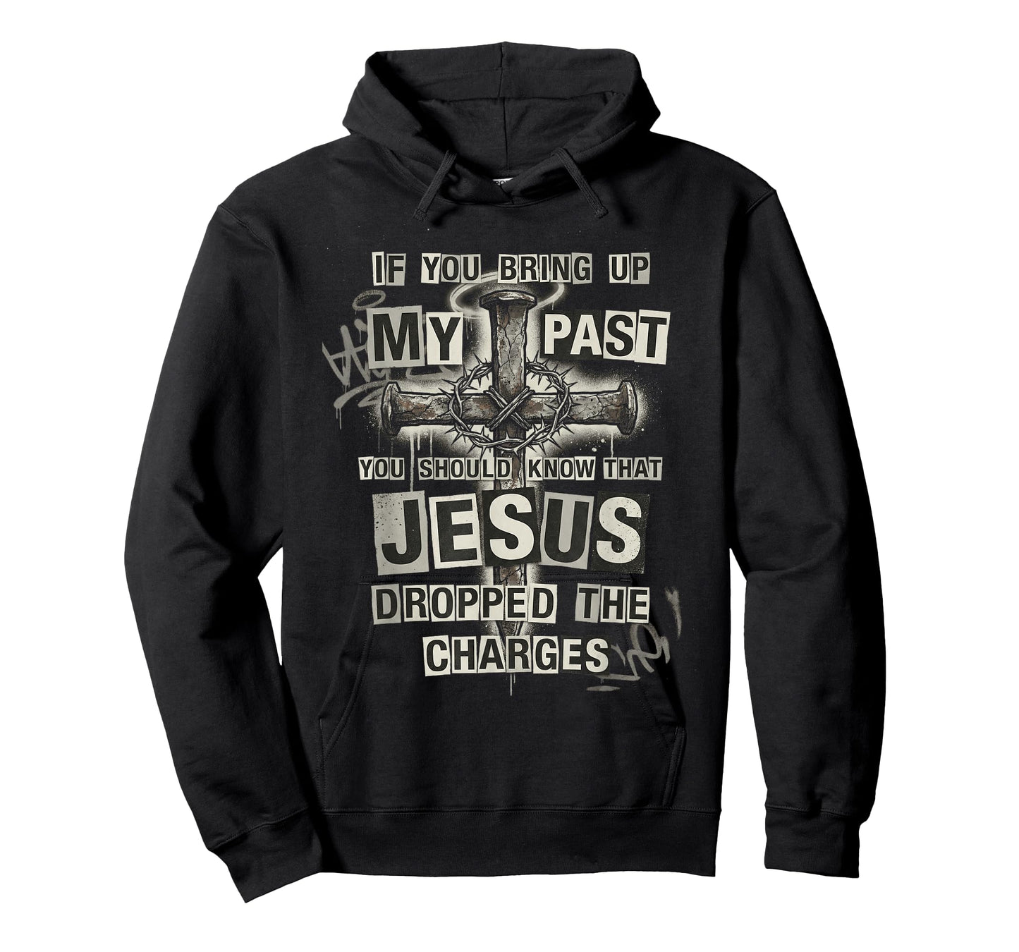 Jesus Dropped The Charges Christian Urban Grunge Cross Faith T-Shirt